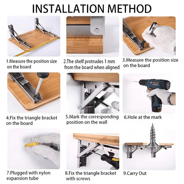 2-Piece Heavy-Duty Adjustable Folding Bracket (8 INCH)