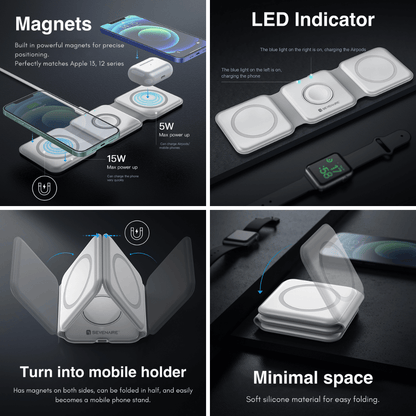 3 in 1 Foldable Wireless Charger (1 year warranty)