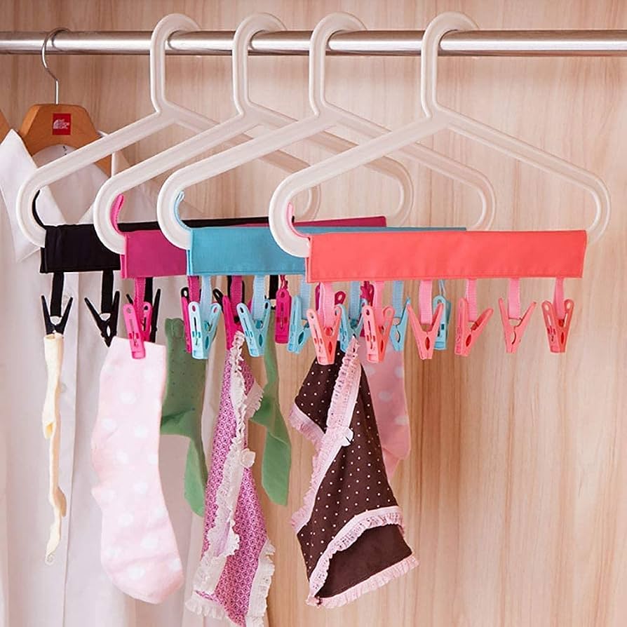 Clothes Drying Hanger with Clips