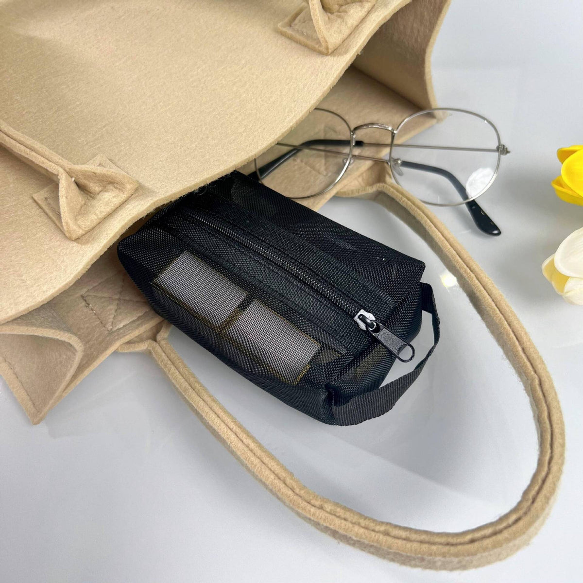 Premium Mini Zipper Mesh Square Pouch