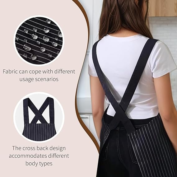 Cross Back Kitchen Apron With Pockets