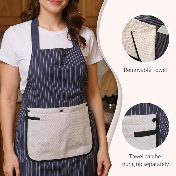 Cross Back Kitchen Apron With Pockets