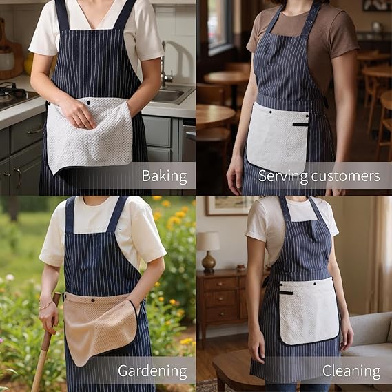 Cross Back Kitchen Apron With Pockets