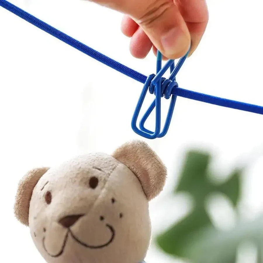 Clothes Drying Rope With Clips & Hooks