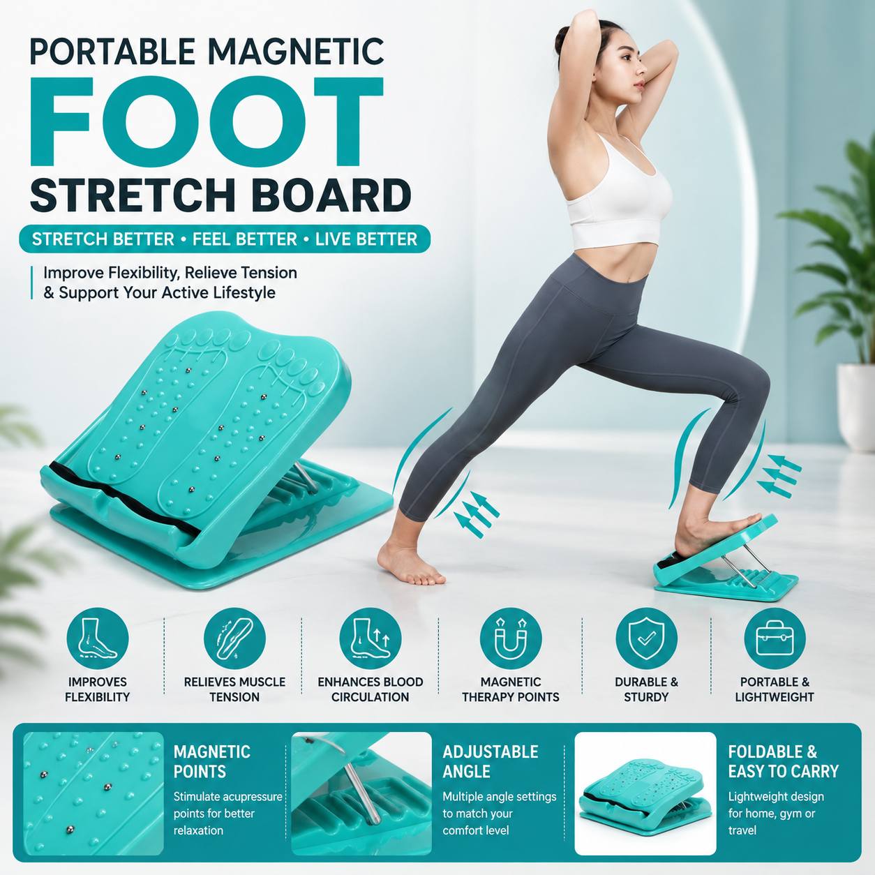 Portable Magnetic Foot Stretch Board