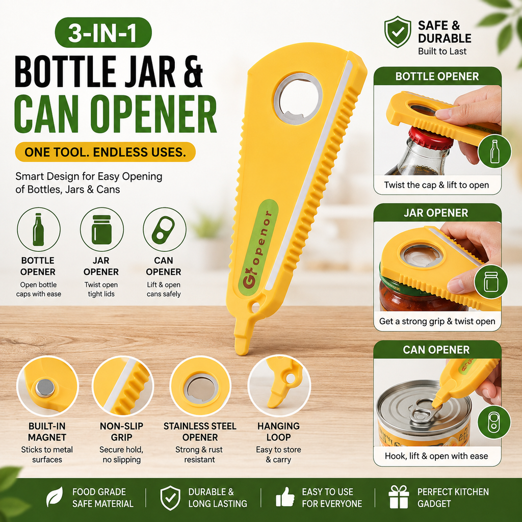 3-in-1 Bottle Jar & Can Opener