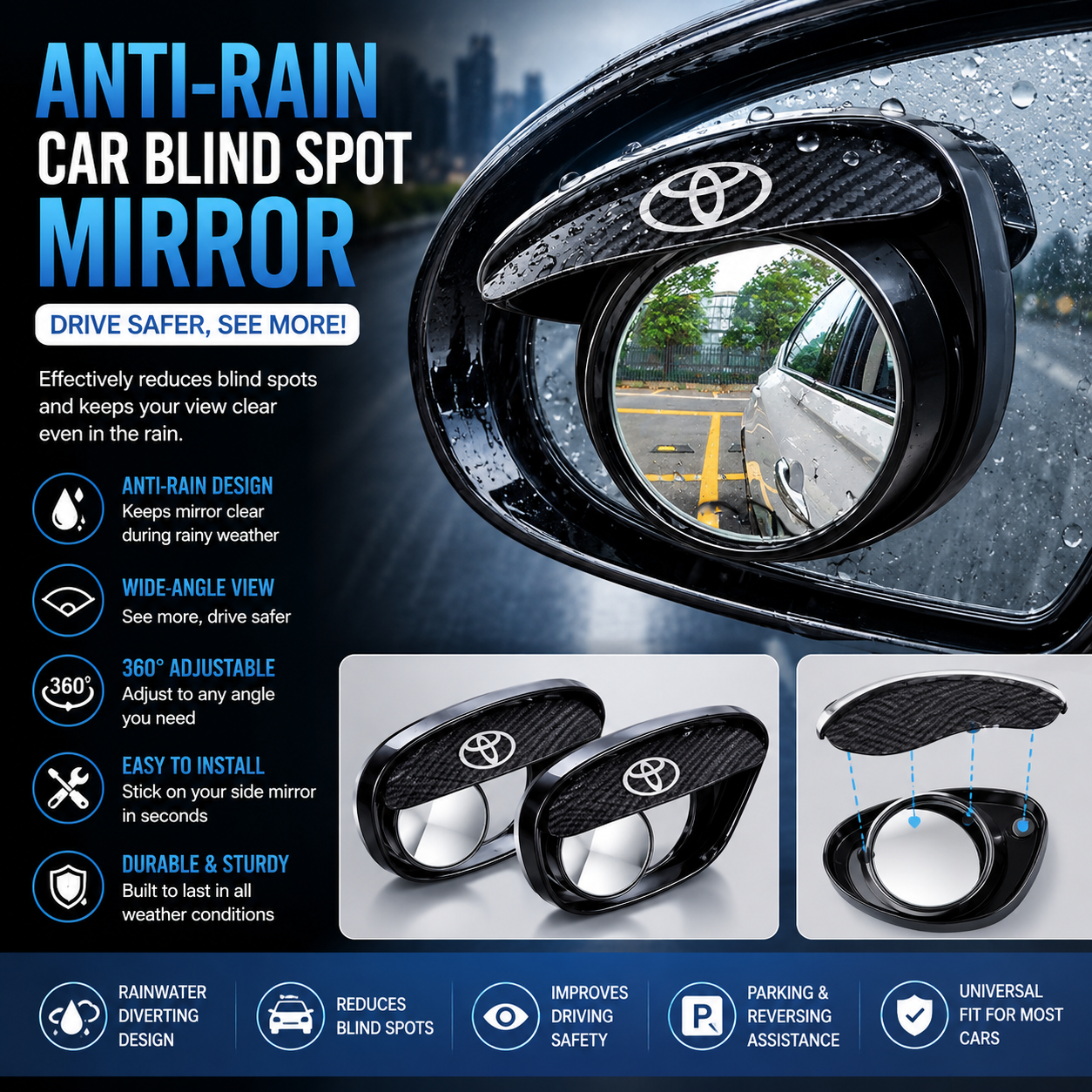 Anti-Rain Car Blind Spot Mirror