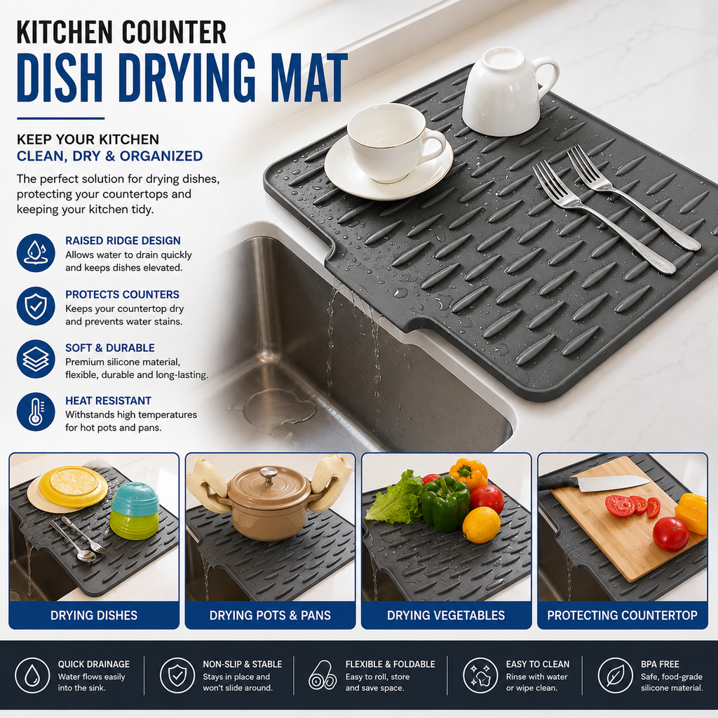 Kitchen Counter Dish Drying Mat