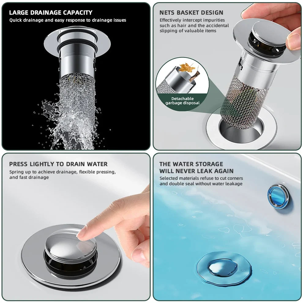 Universal Push Button Water Drain Stopper