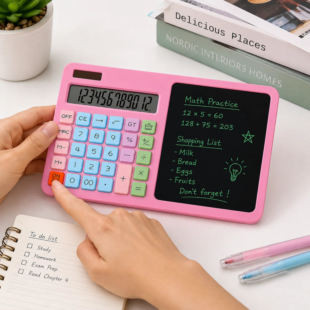 2-in-1 Digital Calculator & Writing Pad