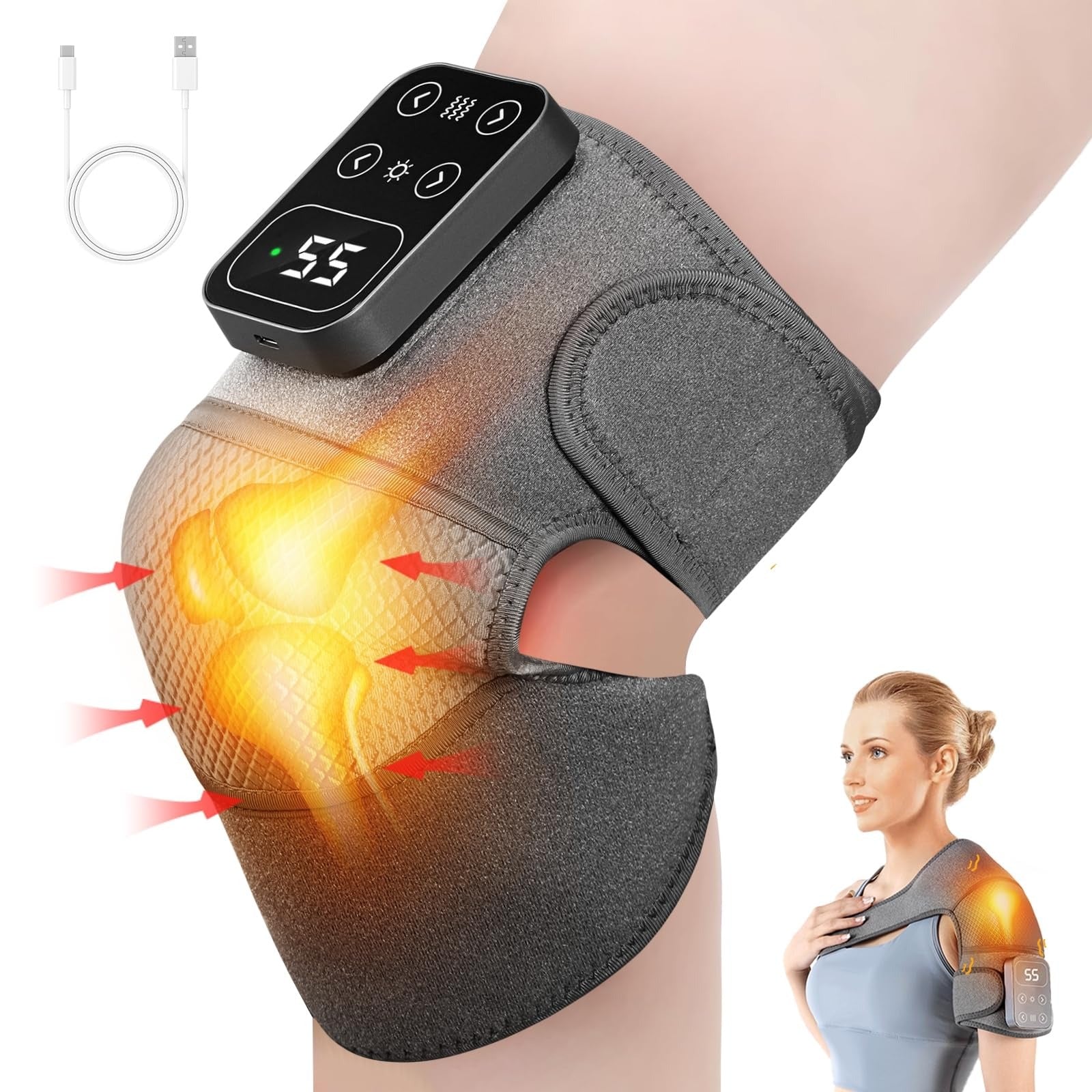 Rechargable Knee Massager & Heat Support Belt