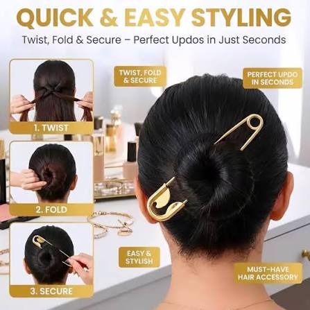 Safety Pin Hair Claw Clip