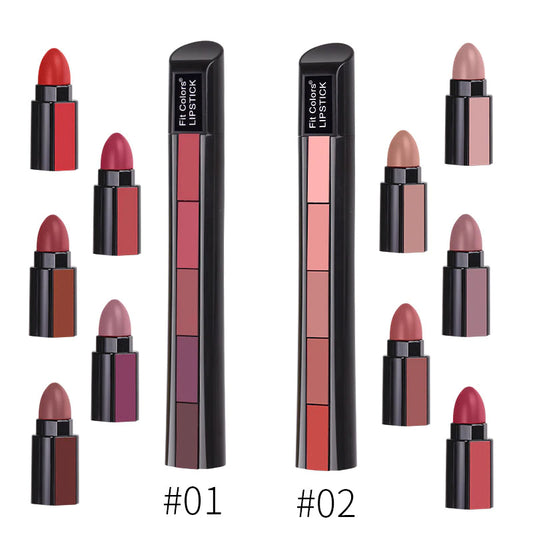 5 In 1 Matte Waterproof Lipstick Kit (pack of 2)